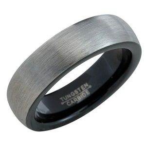 brushed tungsten carbide ring black enameled